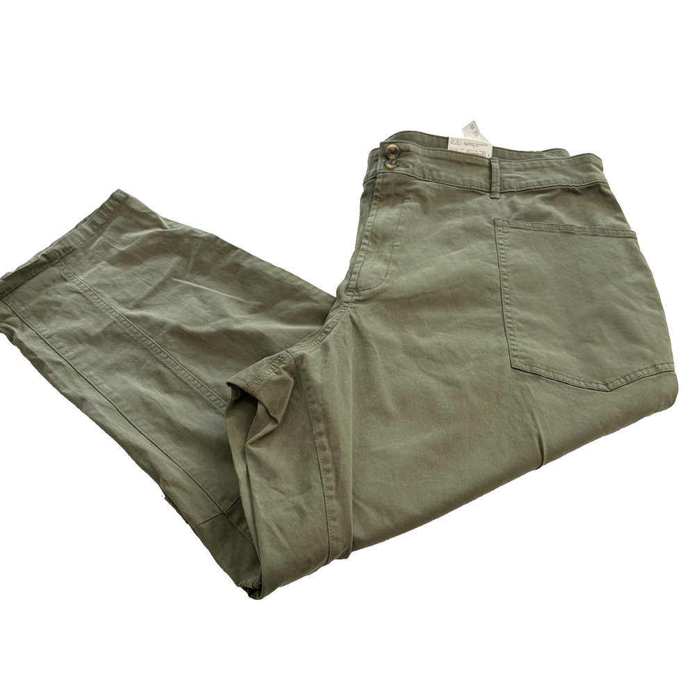 Sonoma Goods For Life Womens 22W Utility Pants Olive Green Mid Rise Straight Leg - Picture 10 of 11